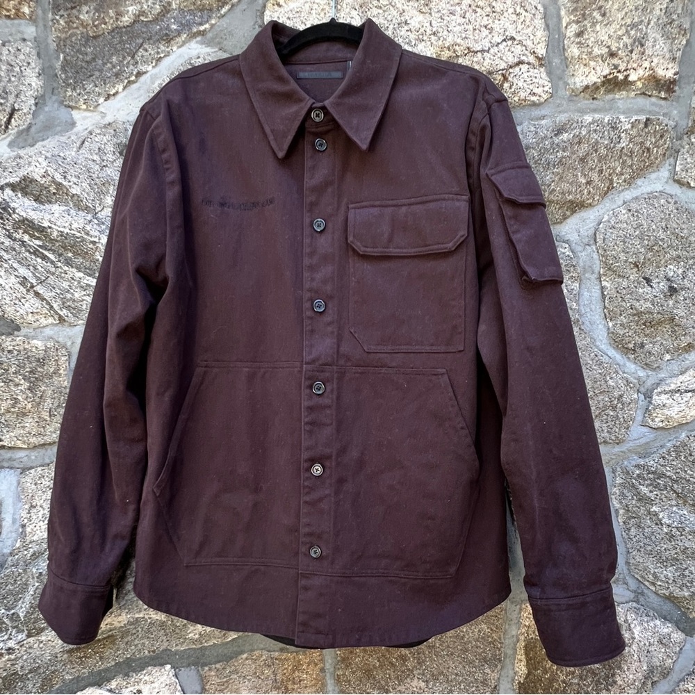 Helmut Lang Copyright brown cotton canvas shirt jacket